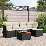 Set Divano da Giardino 6 pz con Cuscini Nero in Polyrattan 3223613