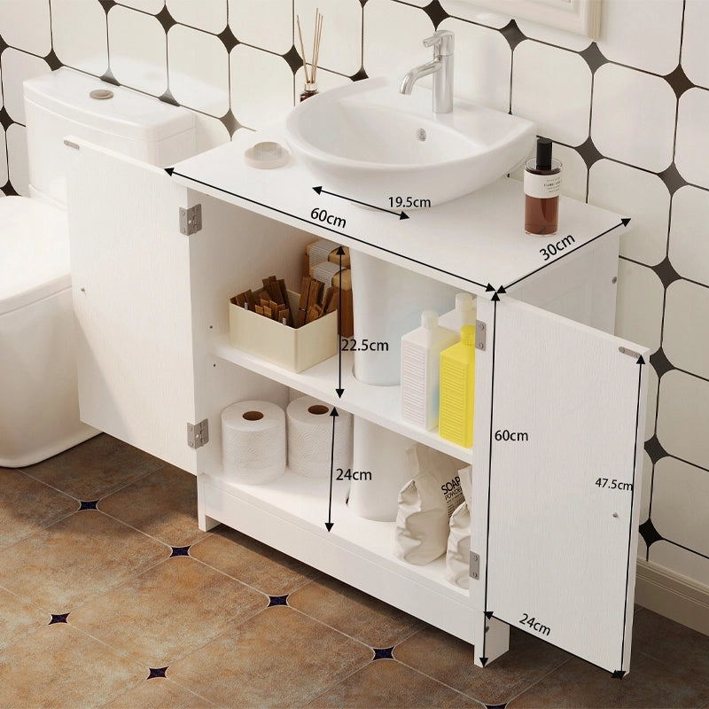 Mobiletto da bagno bianco con ante