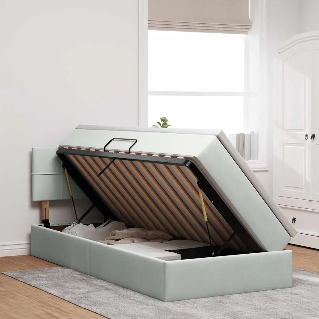 Letto con Contenitore Grigio chiaro 100 x 200 cm Velluto
