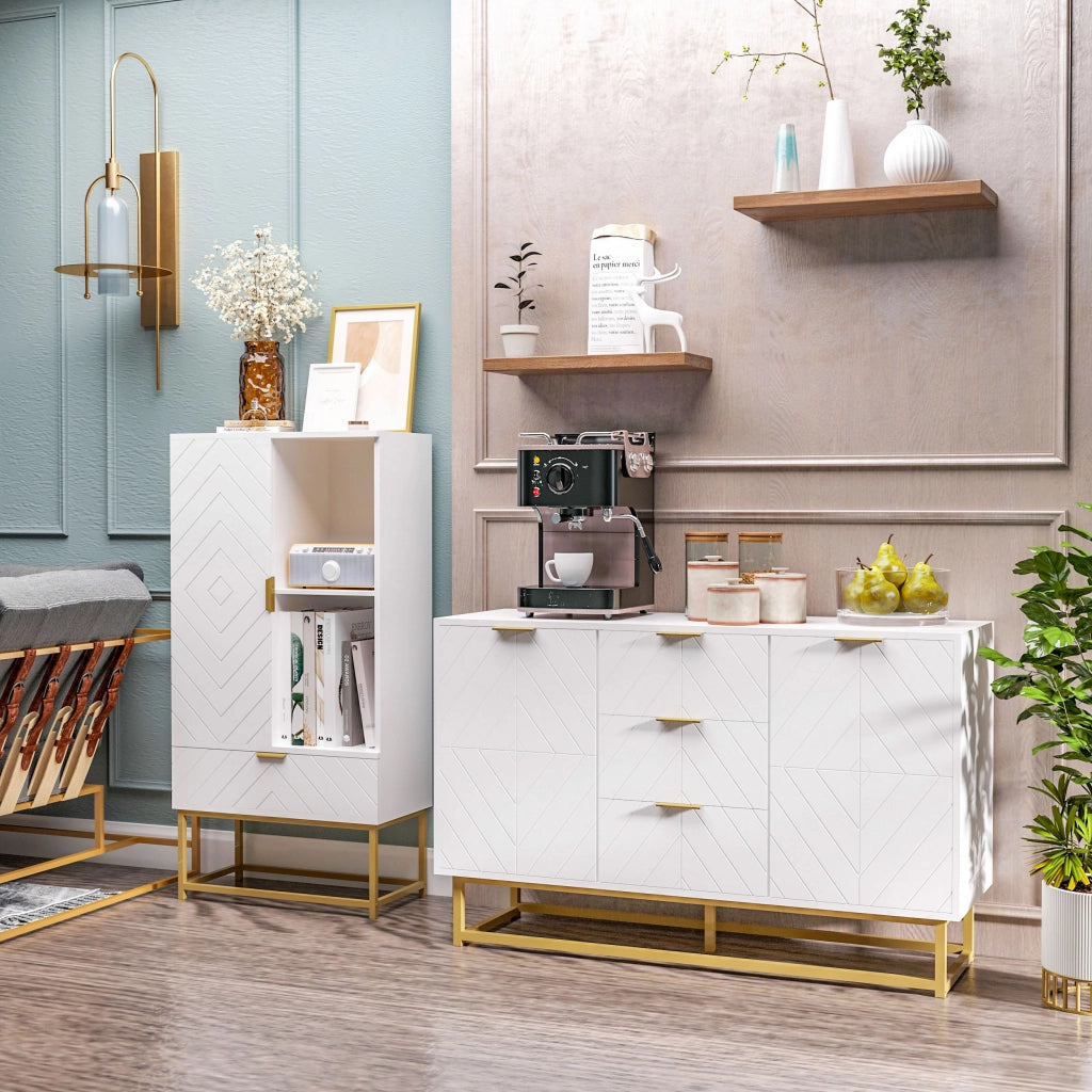 Buffet ¨C zephmum ¨C bianco metallo dorato 120x40x76 cm