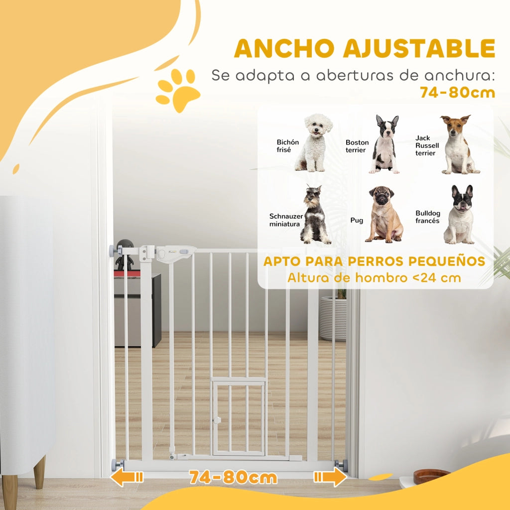 Barriera Sicurezza Estensibile con Porta e Chiusura Automatica ¨C Minimal ¨C Bianco 74-80x76,2 cm