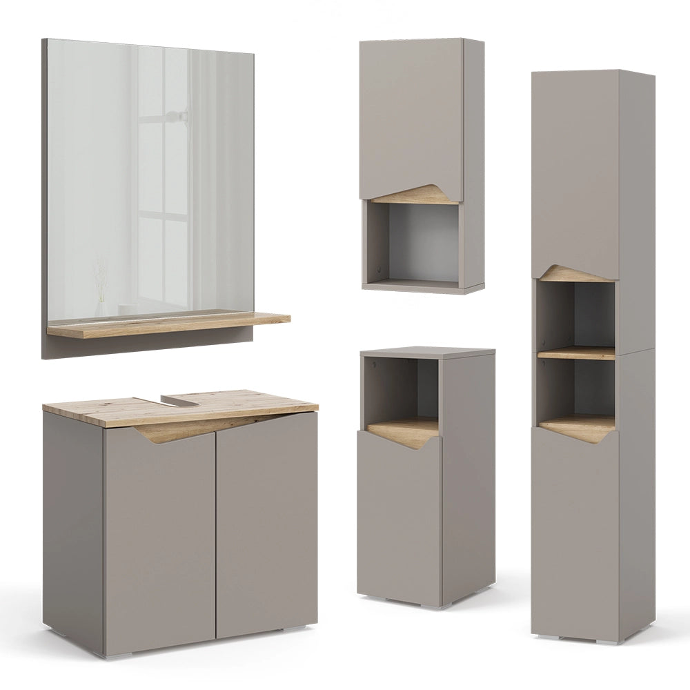 Vicco Mobiletto Grigio 3 pezzi, con cabinet midi