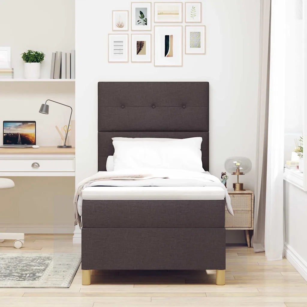 Letto a Sorgente LED Marrone Scuro 80 x 200 cm Tessuto 3343057
