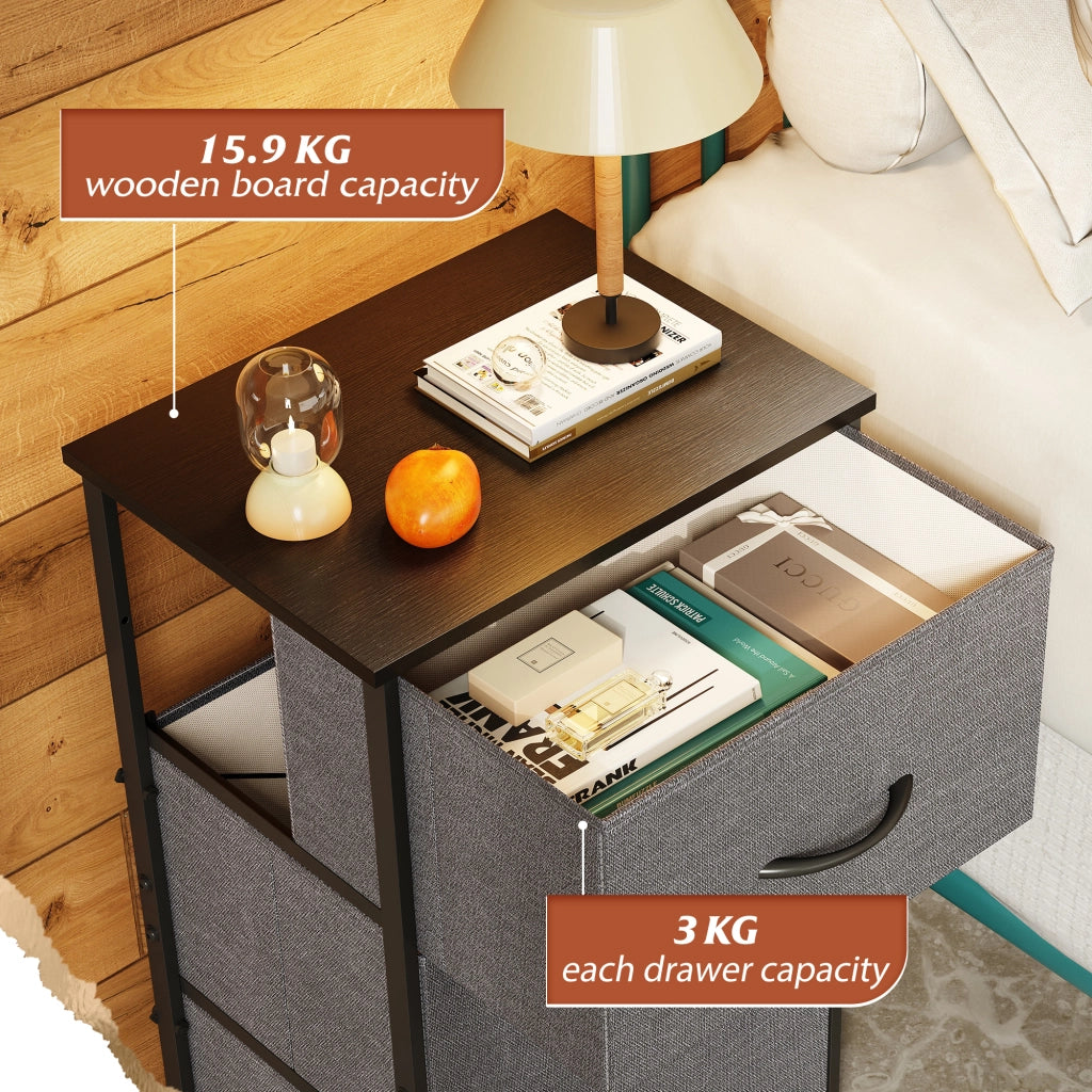 Cassettiera 3 Cassetti con Piano Legno ¨C Minimal ¨C Grigio