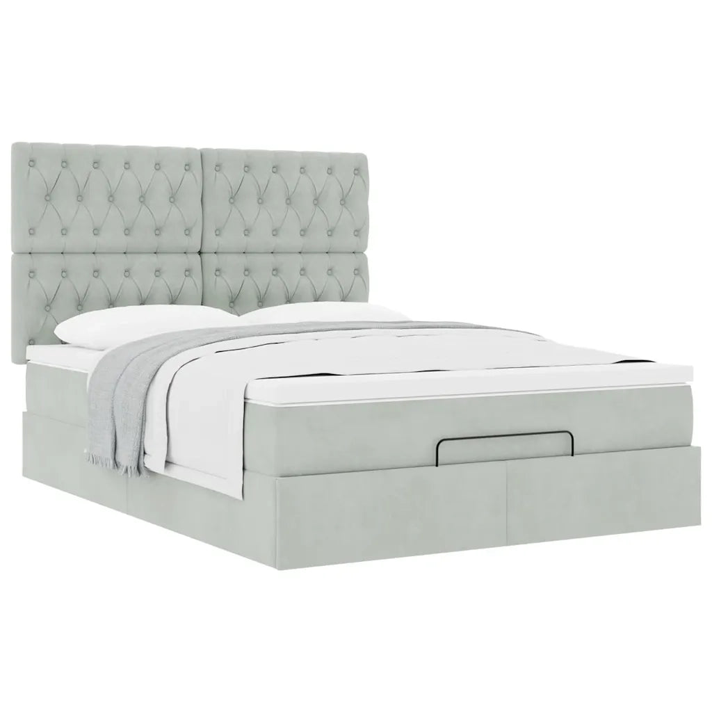 Struttura Letto Pouf con Materassi 140x200 cm in Velluto 3313547