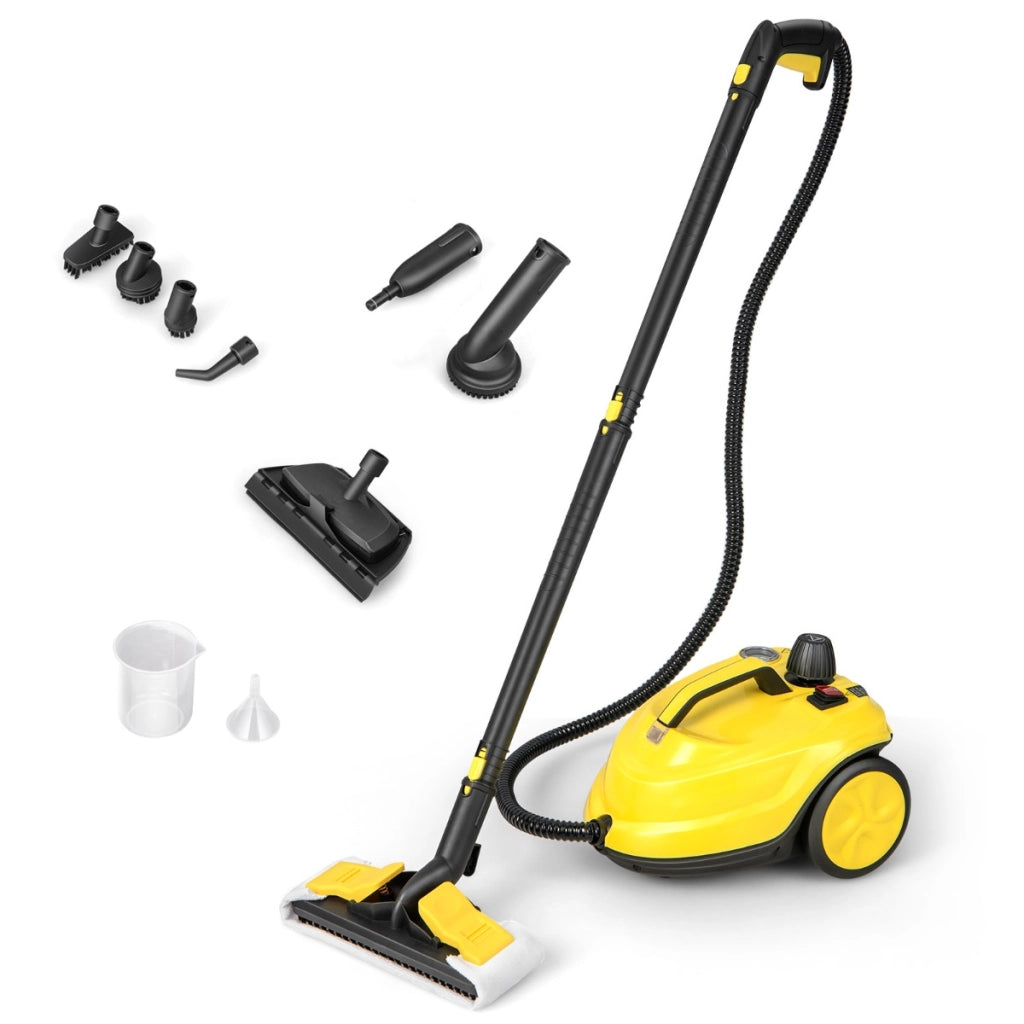 Pulitore a vapore multifunzione con capacit¨¤ d'acqua di 1,8L e 13 accessori, Macchina per la pulizia 2000W Giallo-Elettrodomestici pulizia