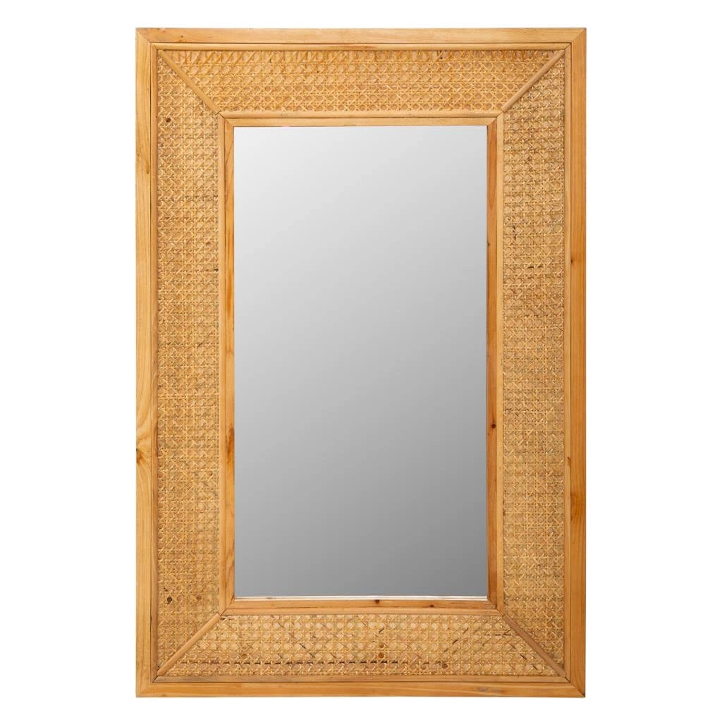 Specchio da parete in legno e rete marrone 60x04x90h