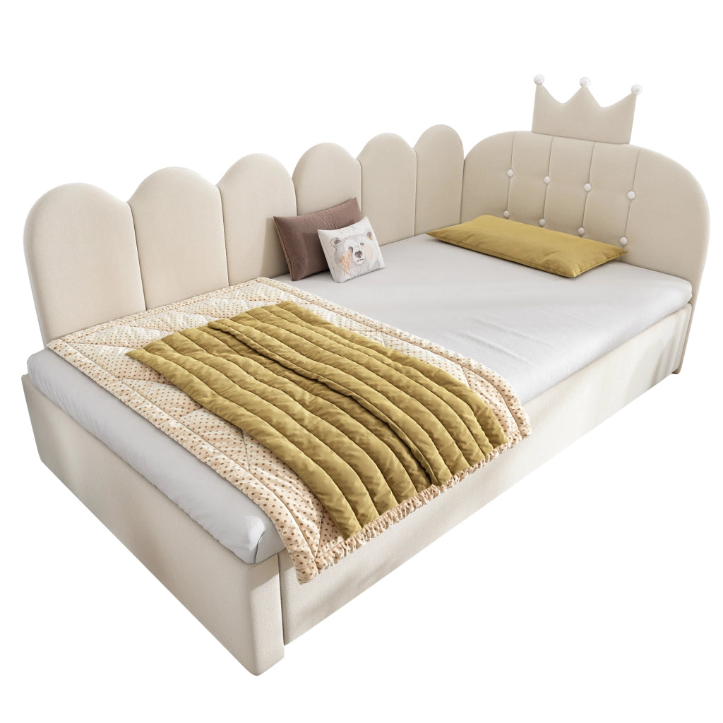Sofa letto con letto estraibile velluto beige 90x200 cm