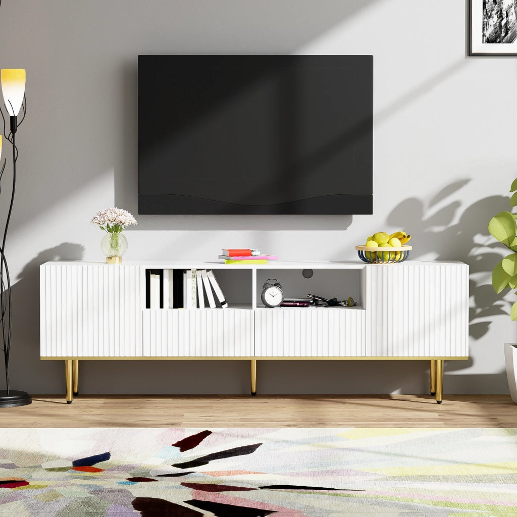 Cassettiera per TV bianca in truciolato lunghezza 165 cm
