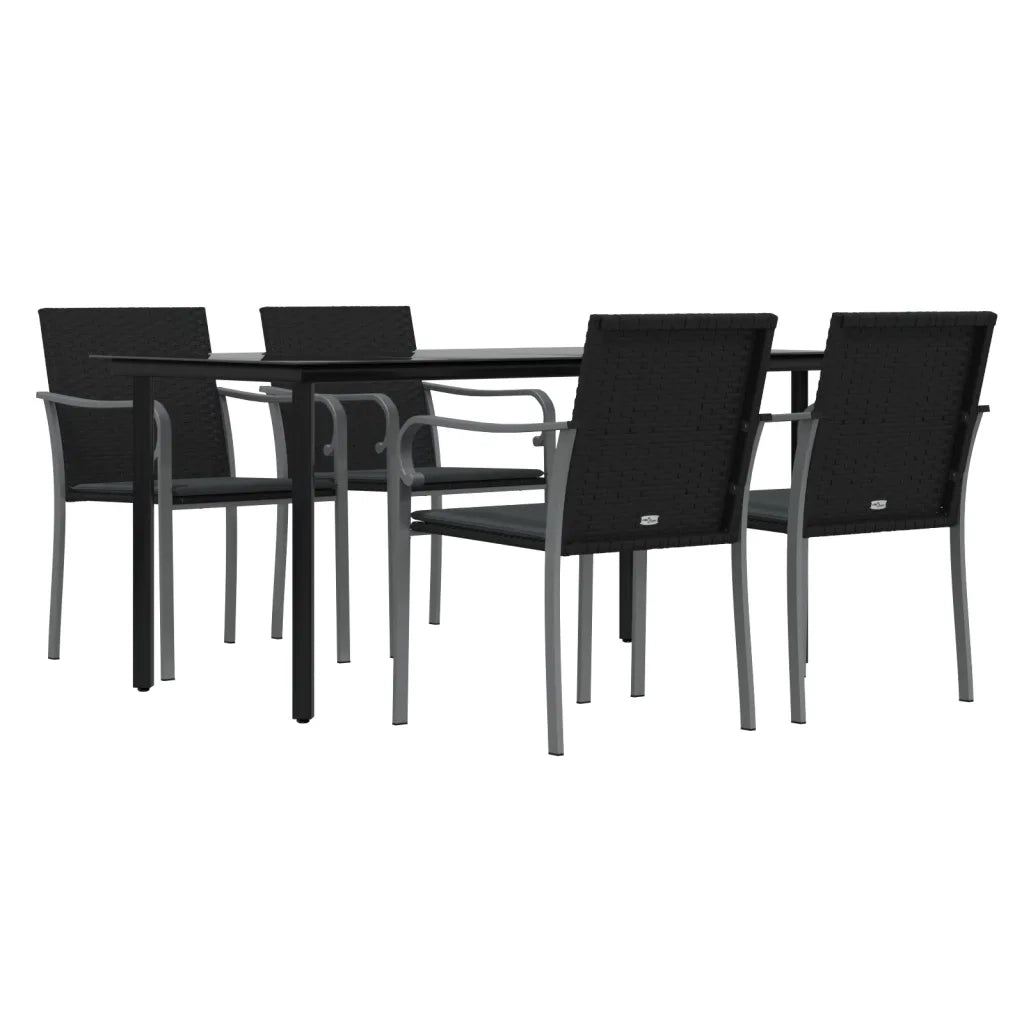 Set Pranzo da Giardino 5pz con Cuscini in Polyrattan e Acciaio 3186963