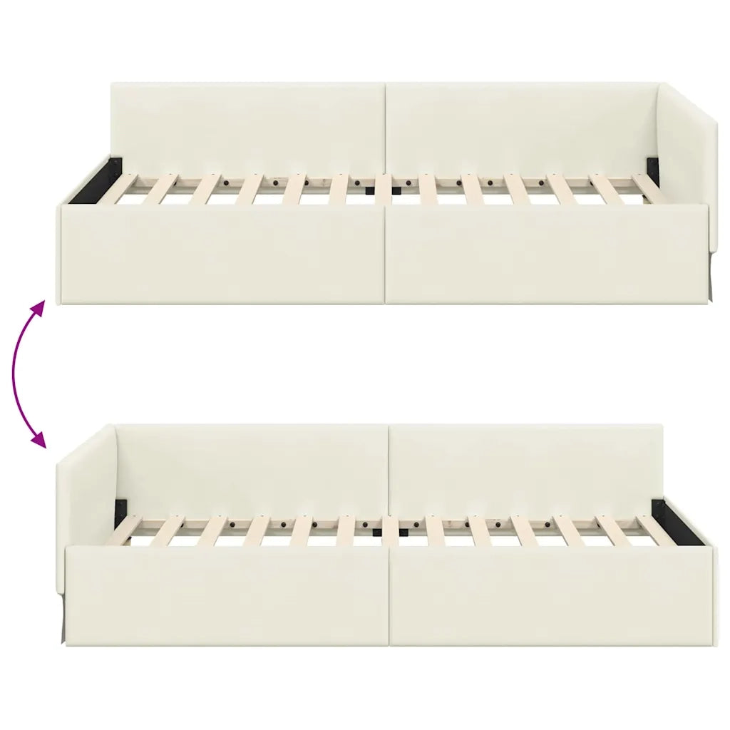 Cornice del letto ad angolo Crema 100 cm x 200 cm Velluto 42016098