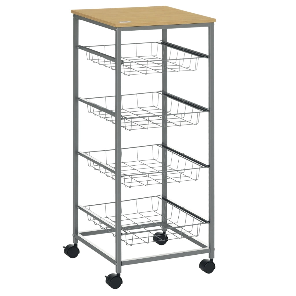 Carrello Multiuso con Ripiani e Cestini ¨C zephmum ¨C Argento