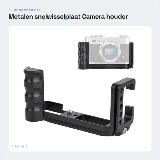 Piastra di scambio rapida in lega di alluminio di alta qualità - L-piastra supporto - maniglione per fotocamera - per Fuji XT10/XT20/XT30 - leggero - 39 mm interfaccia AS-standar - piastra per fotocamera
