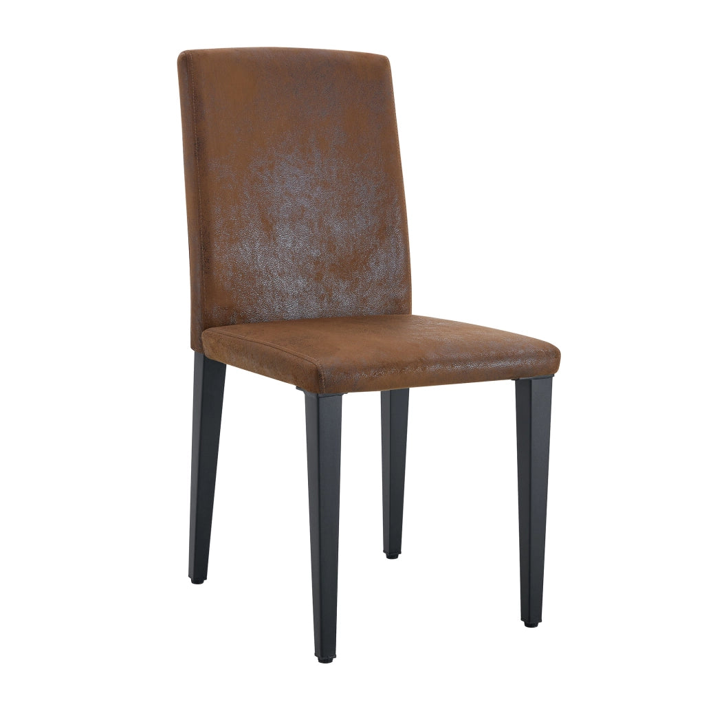 Sedie da Pranzo Set 2 Pezzi ¨C MINIMAL ¨C Tessuto Marrone, Gambe in Metallo Nero