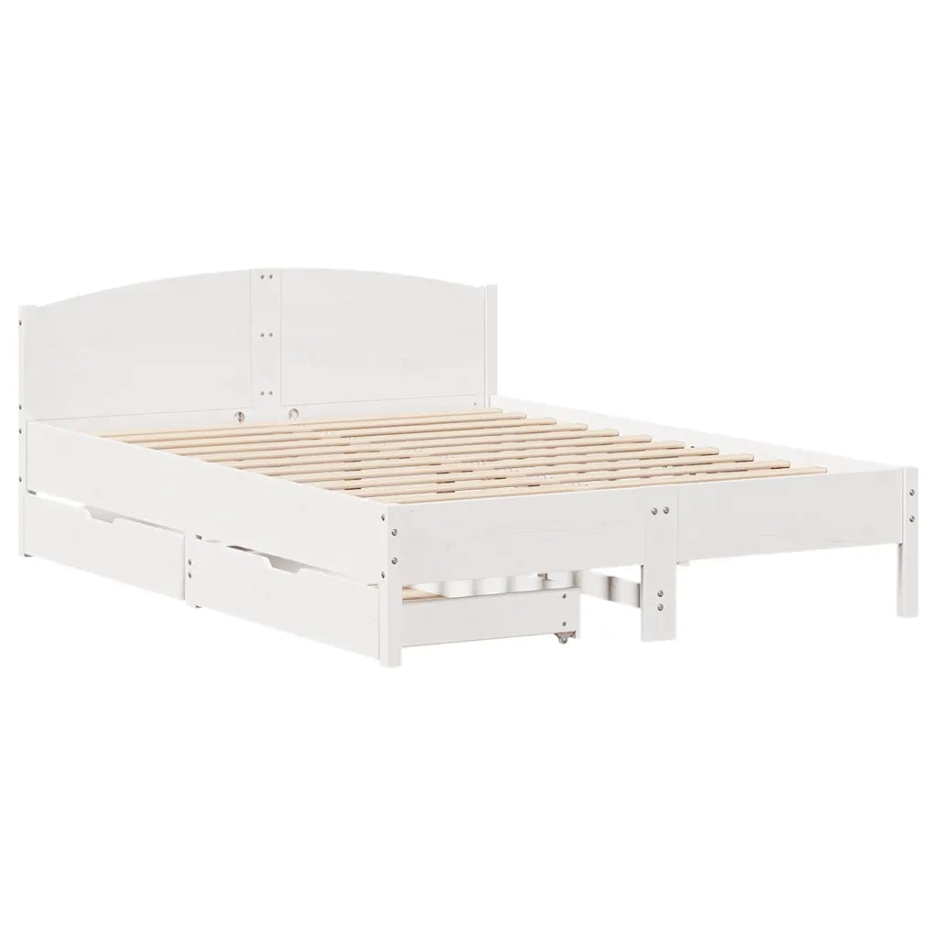 Letto senza Materasso-Struttura Letto Bianco 135x190 cm Legno Massello di Pino 438474