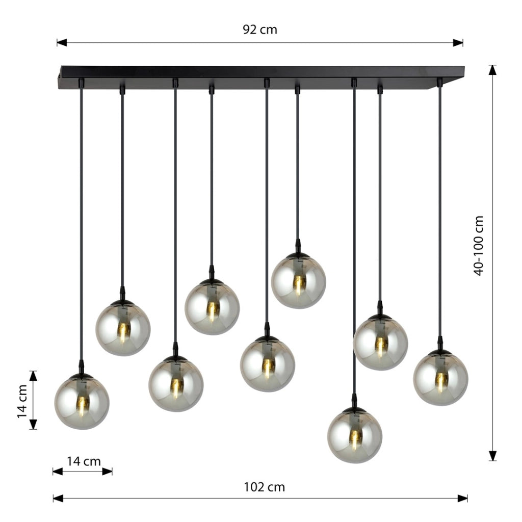 Lampadario Emibig COSMO 9, 9xE14 nero/grafite 104cm