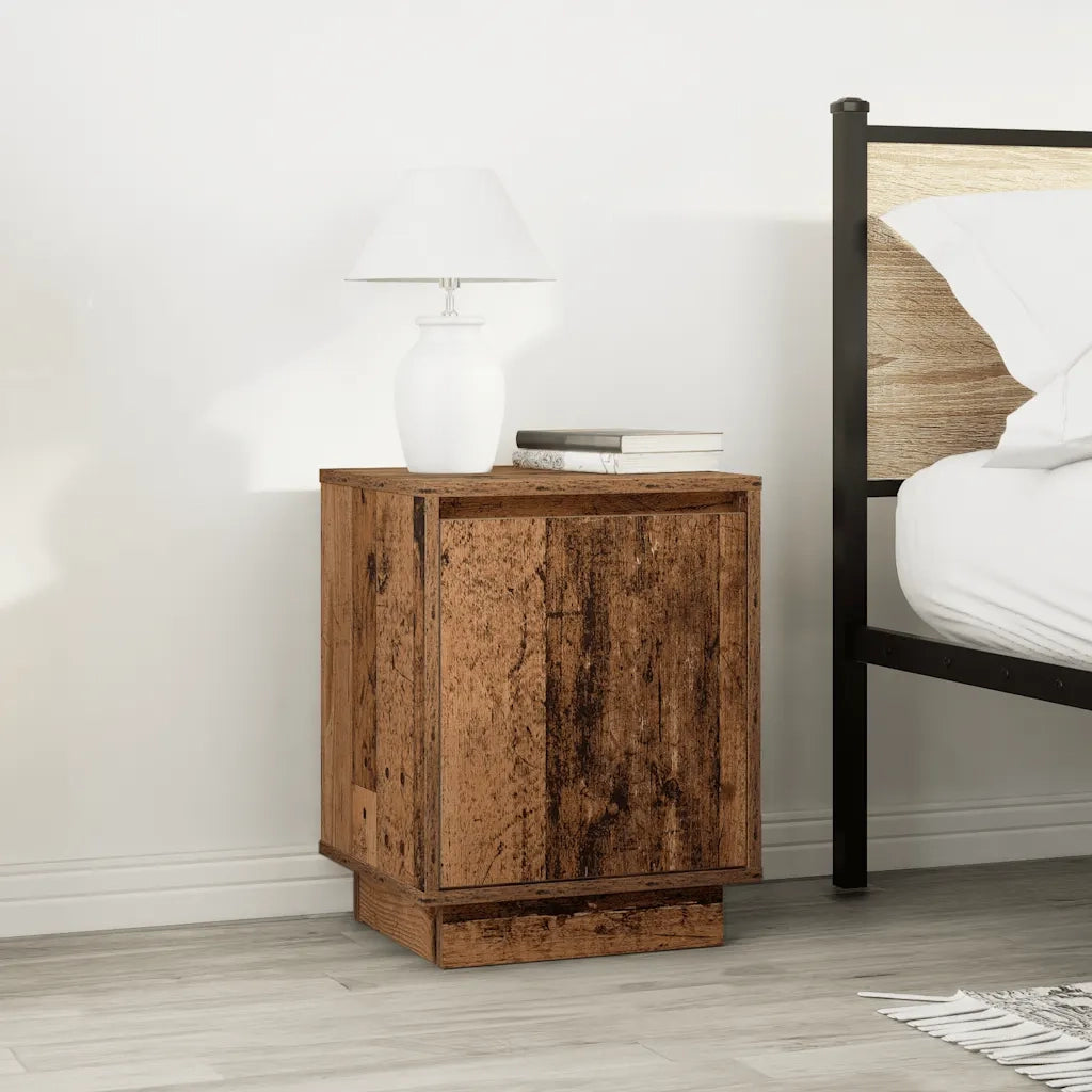 Comodino con Luci LED Legno Antico 38x34x50 cm 861279
