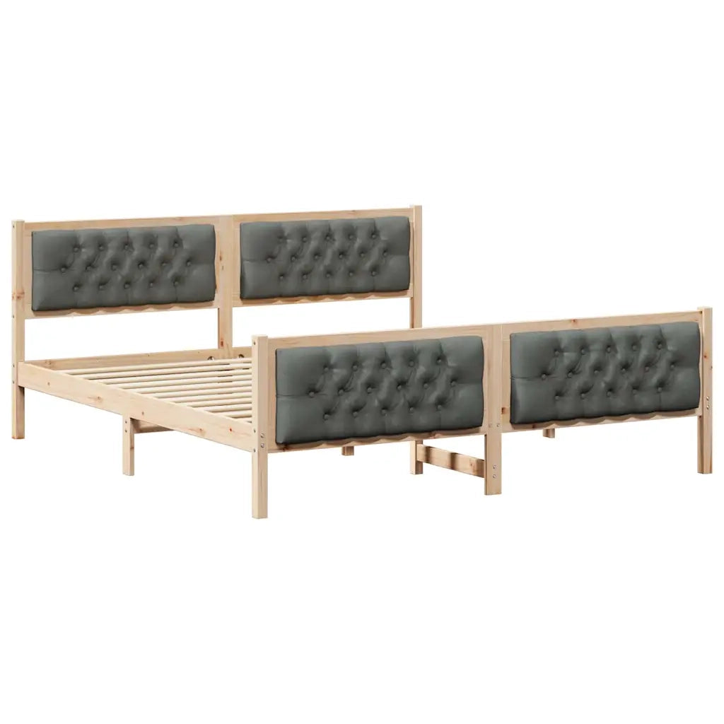 Struttura del letto-Giroletto Grigio scuro 160 x 200 cm Pino massello 346810