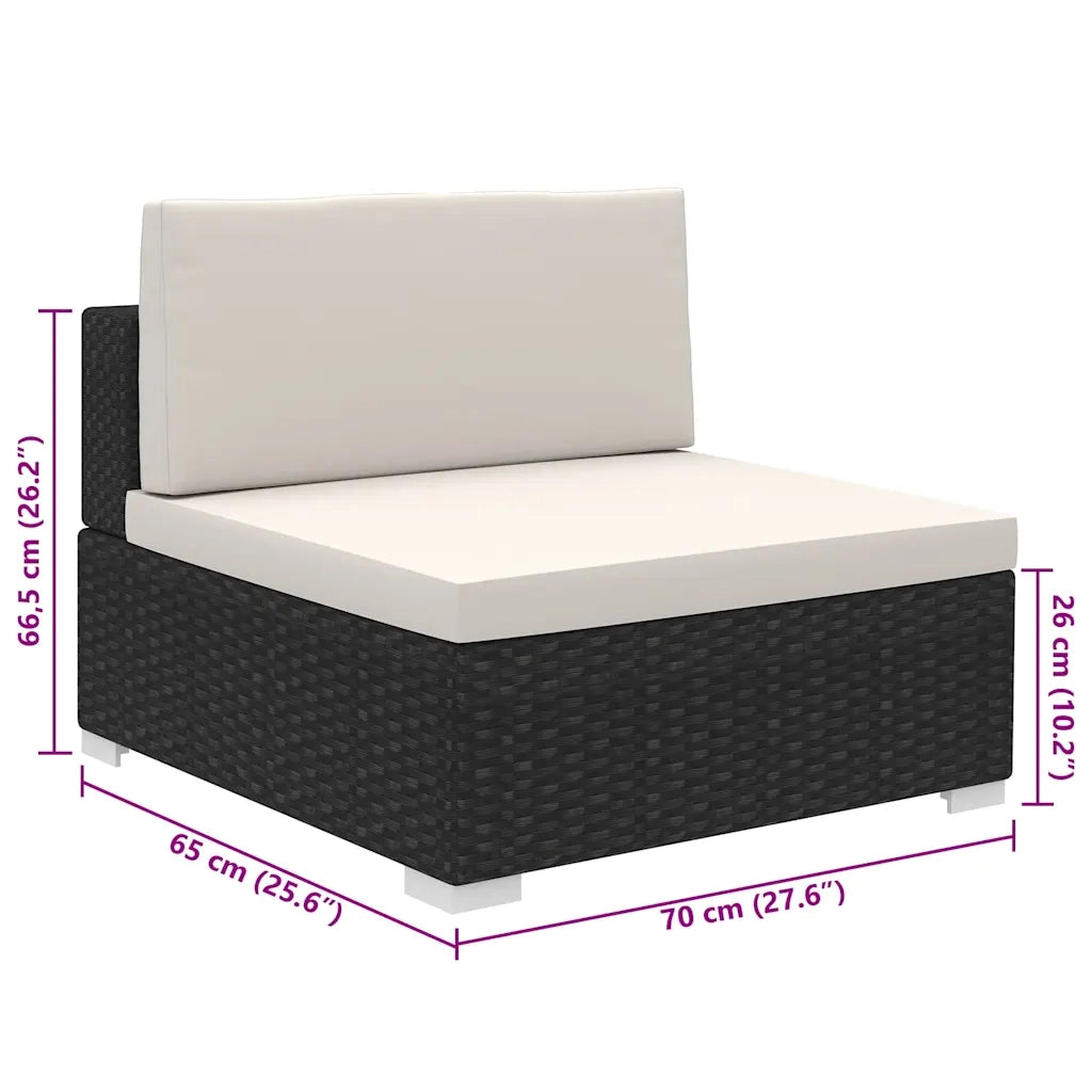 Set Divani da Giardino 8 pz con Cuscini in Polyrattan Nero 41261