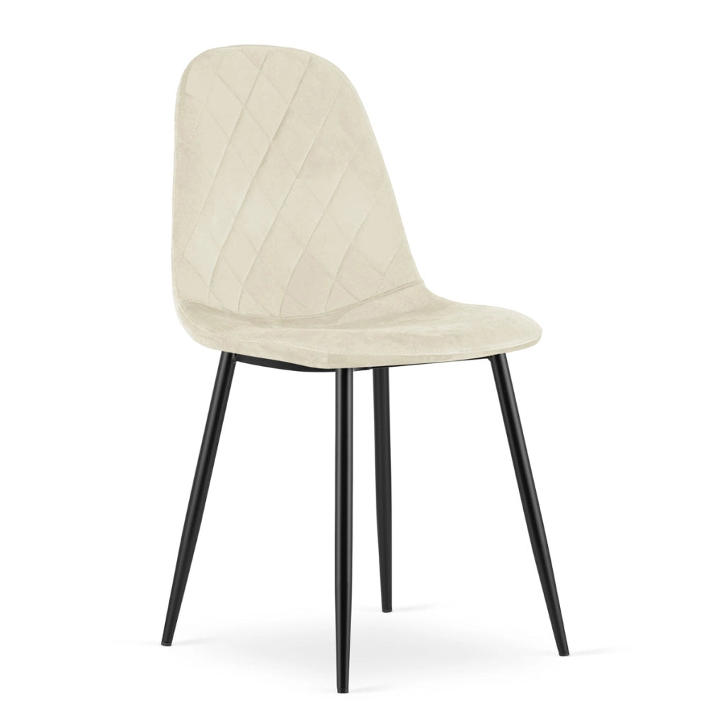 Sedia Asti in velluto beige con gambe nere