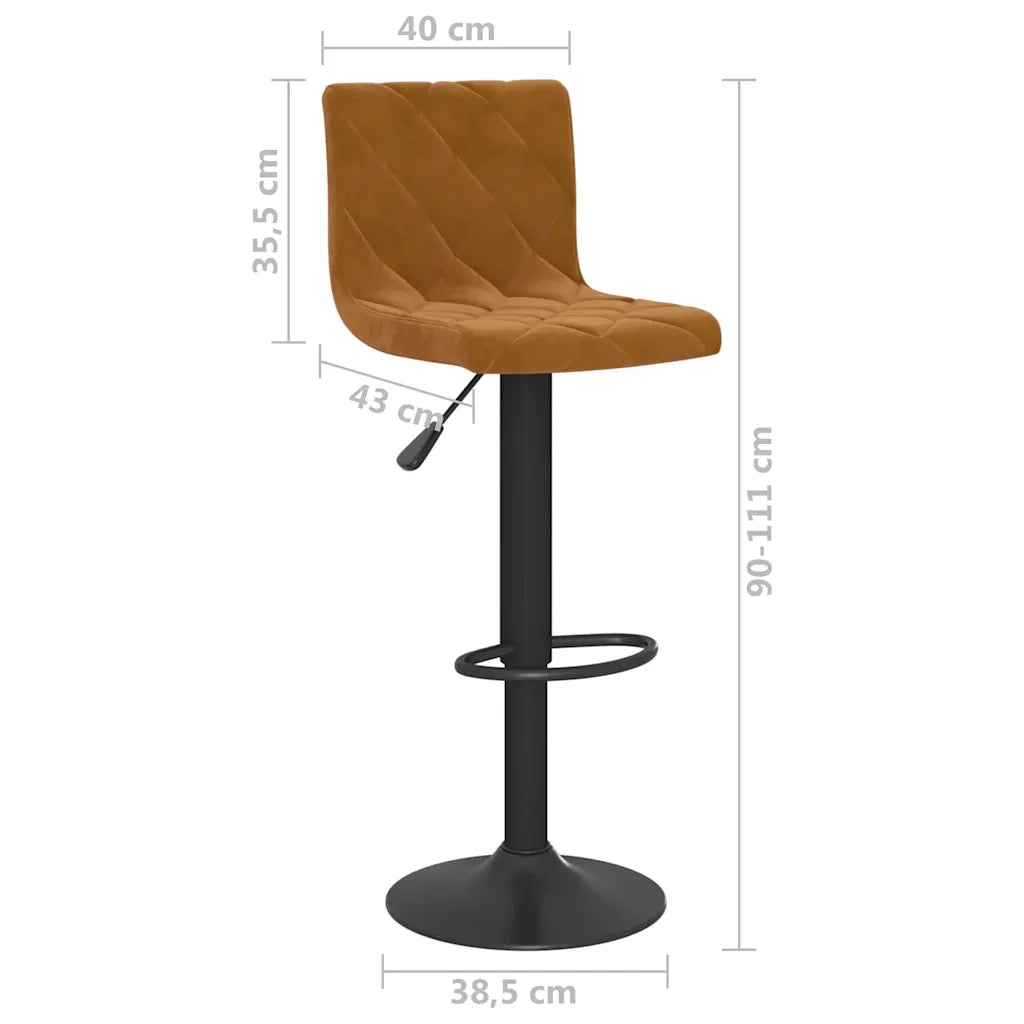 Sgabelli da Bar 2 pz Marroni in Velluto 333729