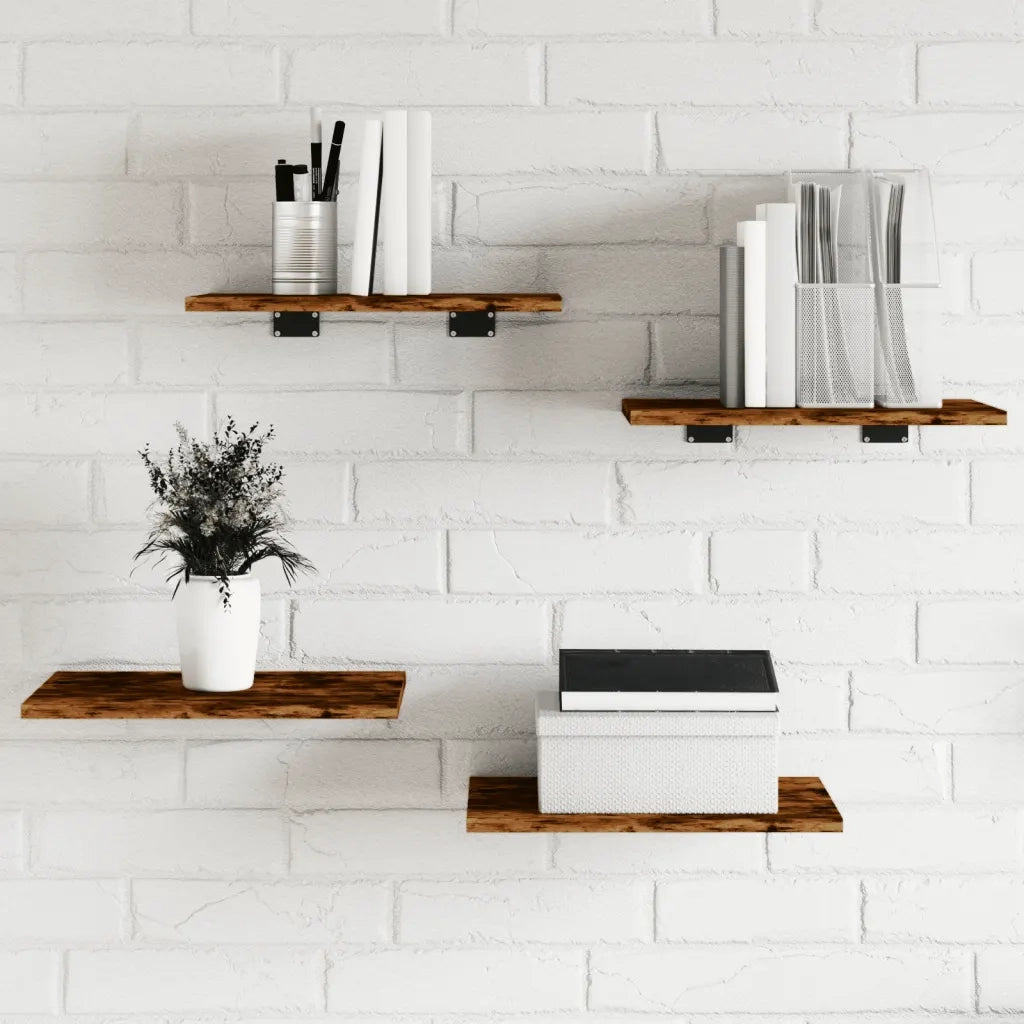 Mensole Parete 4 pz Rovere Fumo 40x30x1,5 cm Legno Multistrato CFW1499498