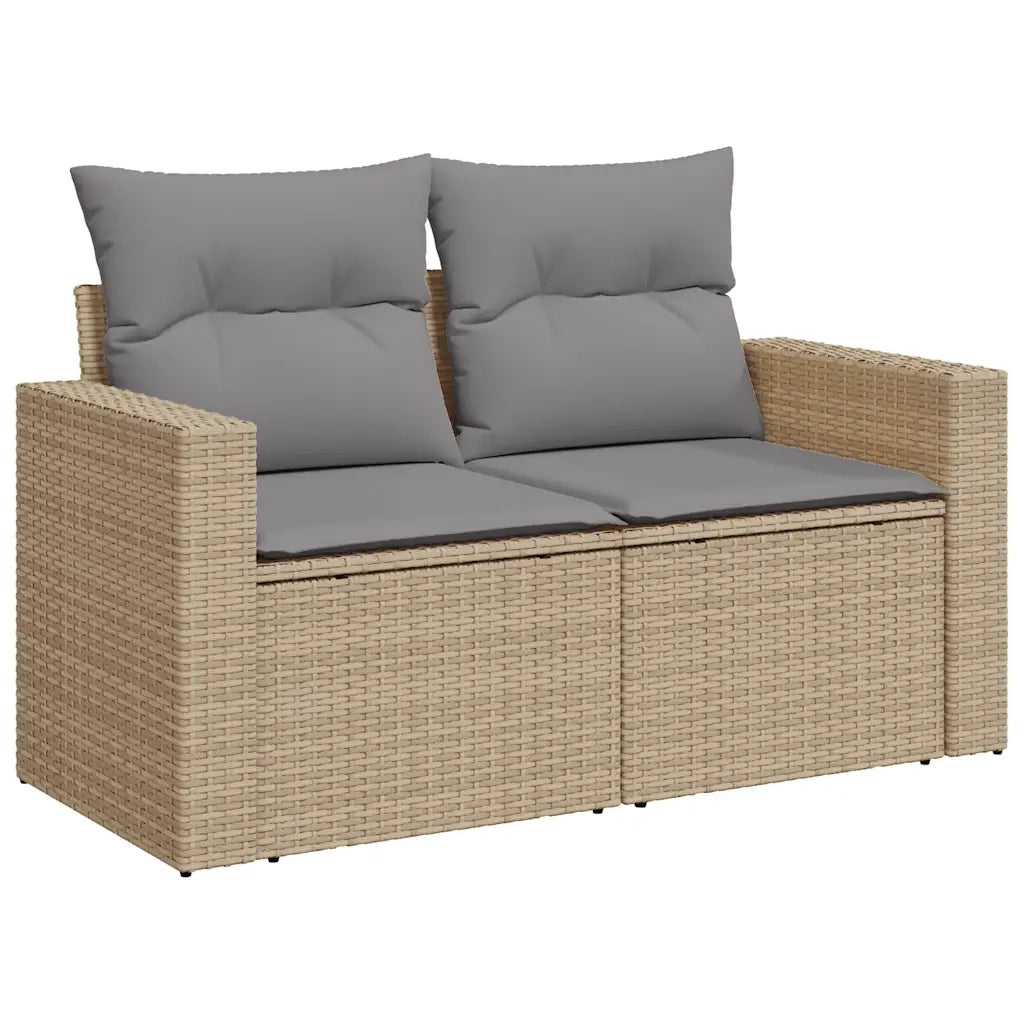 Set Divano da Giardino 10 pz con Cuscini Beige in Polyrattan 3326063