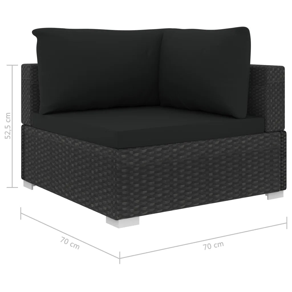 Set Divani da Giardino 4 pz con Cuscini in Polyrattan Nero 46780