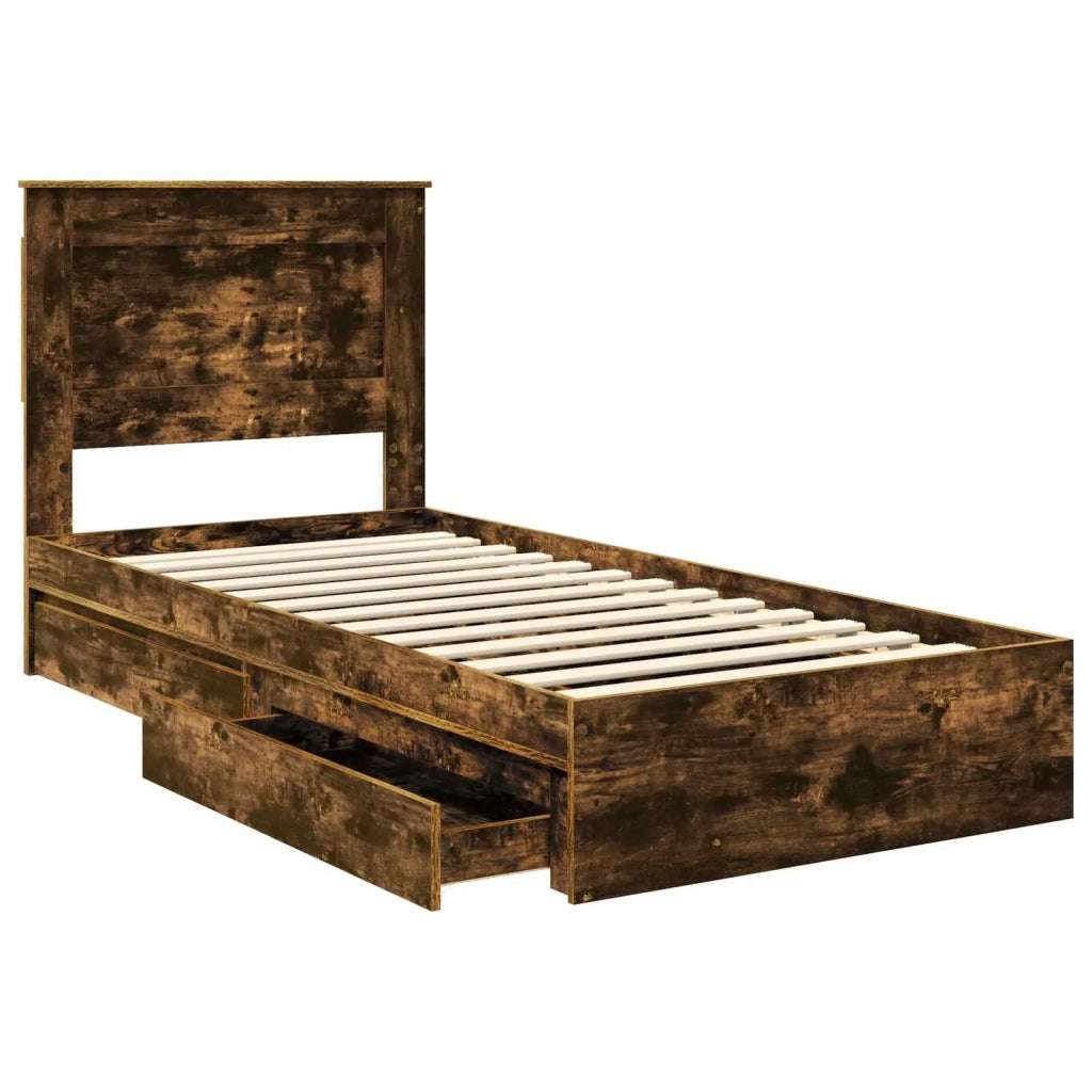 Letto con Contenitore con testiera Rovere fumé 100 x 200 cm 3410267