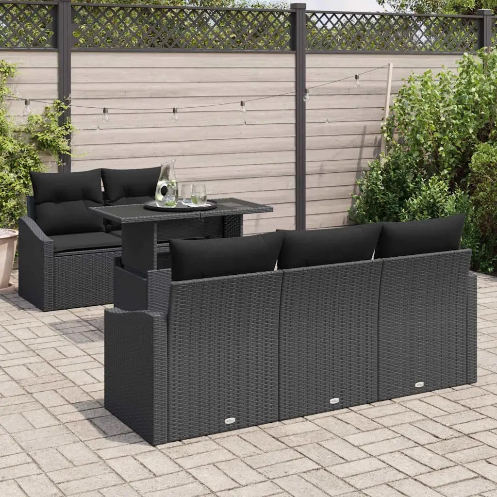 Set Divano da Giardino con archiviazione 6 pcs Nero polyrattan 3348919