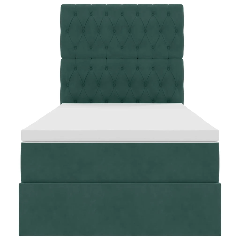 Letto con contenitore e materasso Verde Scuro 90 x 190 cm