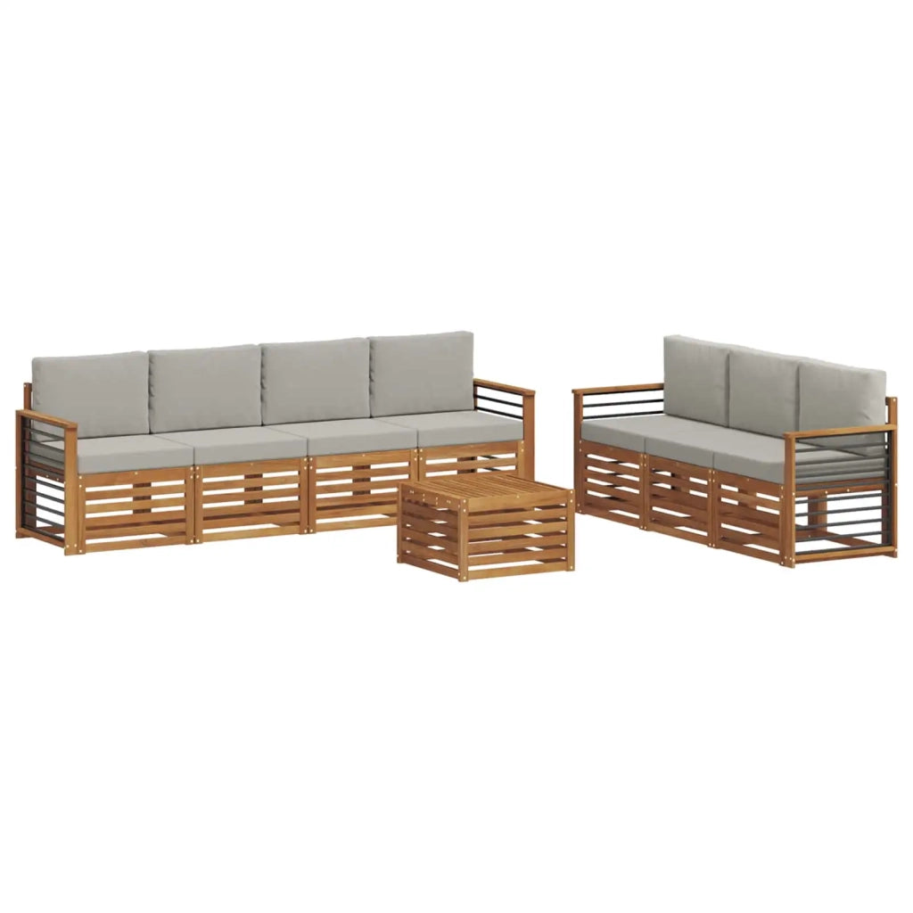 Set divani con cuscino 8 pcs Grigio Naturale e Chiaro 3374501