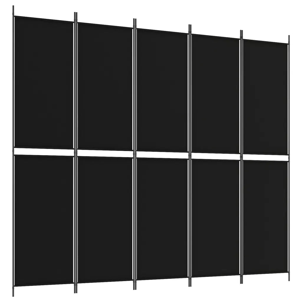 Divisorio Ambienti | Divider per stanze | Paravento 5 Pannelli Nero 250x220 cm Tessuto