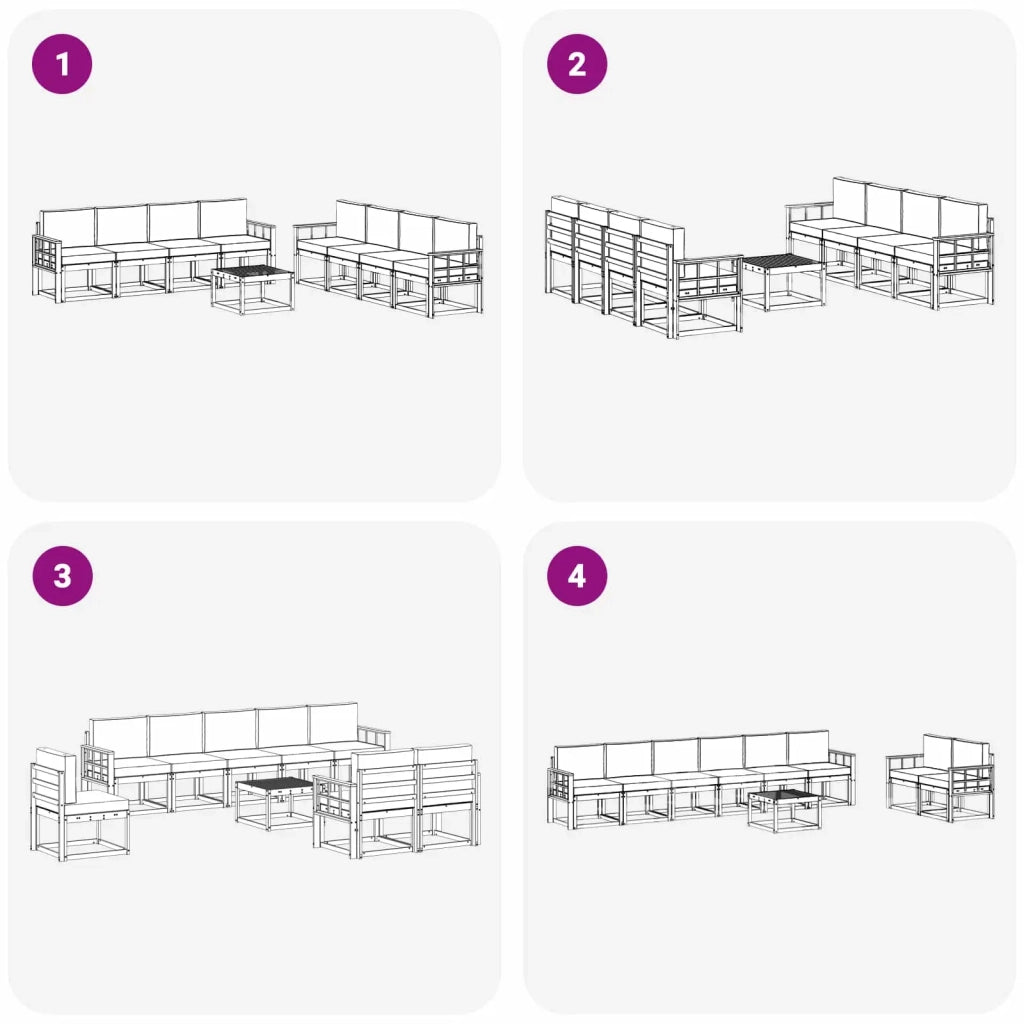 Set di divani da esterno con cuscino 9 pcs Bianco e Beige 3387432