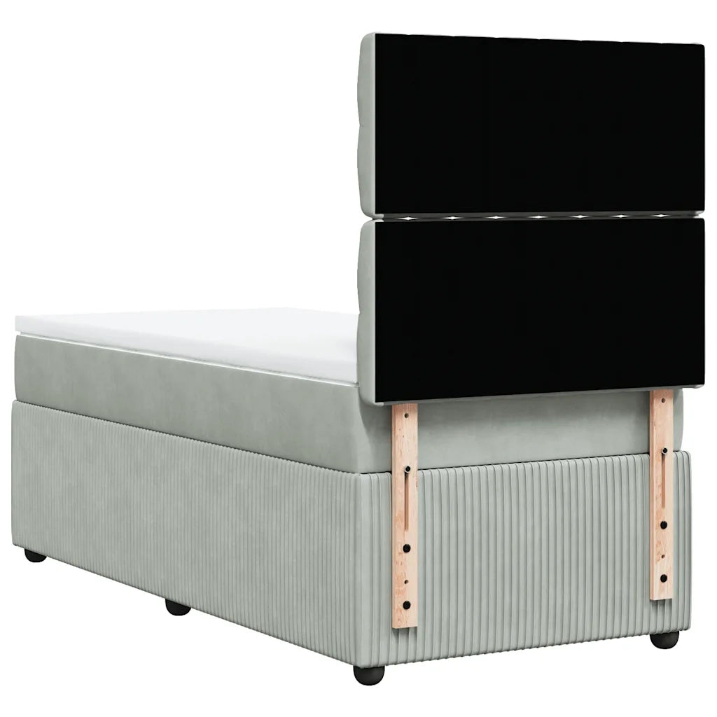 Giroletto a Molle con Materasso Grigio Chiaro 90x190 cm Velluto 3292220