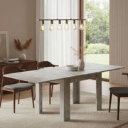 Tavolo da pranzo con apertura a Airin, Made in Italy, Consolle ausiliare da cucina, Tavoloallungabile, cm 90x90h75, Cemento