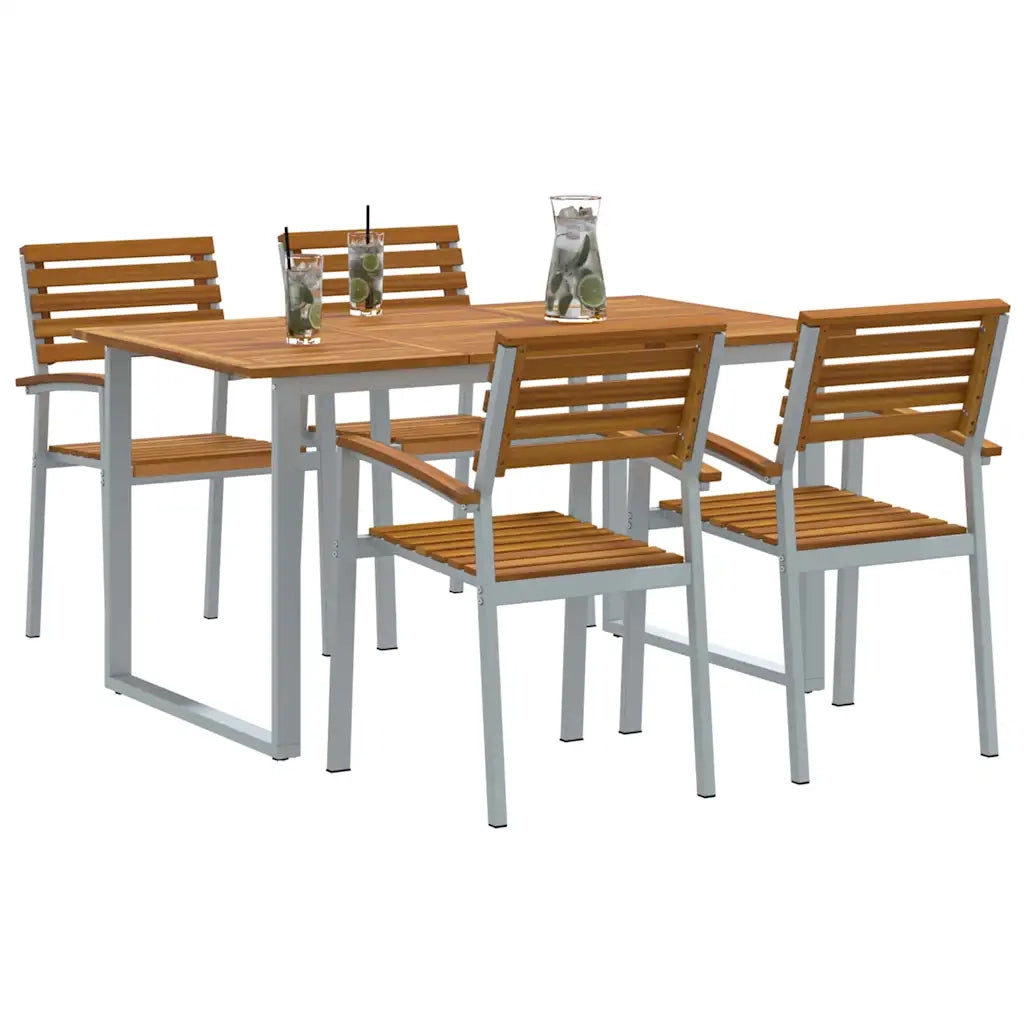 Set da Pranzo per Giardino 5 pcs Grigio 3284343