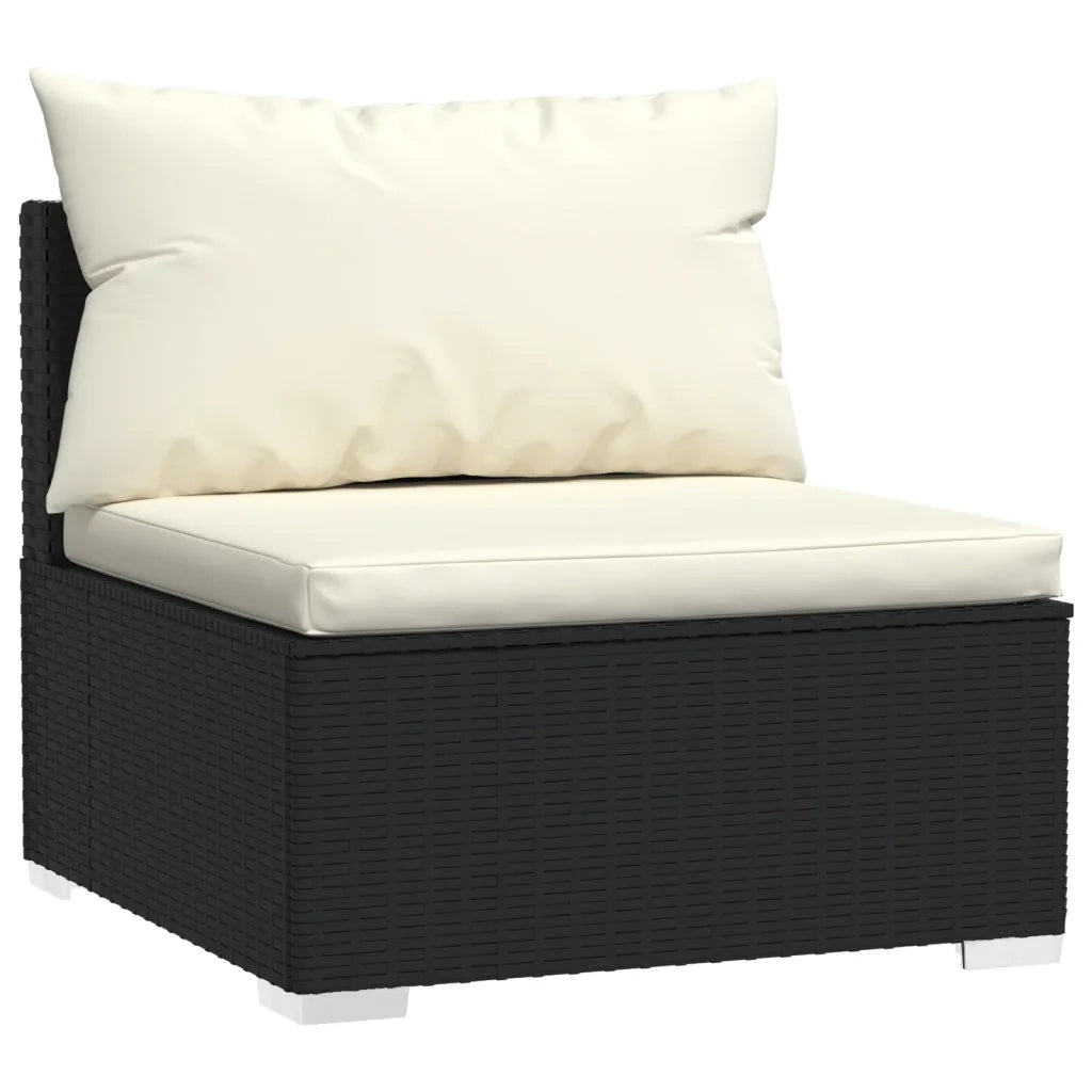 Set Divani da Giardino 9 pz con Cuscini in Polyrattan Nero 3102287