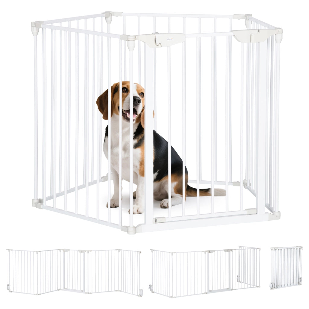 Cancello per Cani Regolabile Pieghevole ¨C Minimal ¨C Bianco 300x74.5 cm