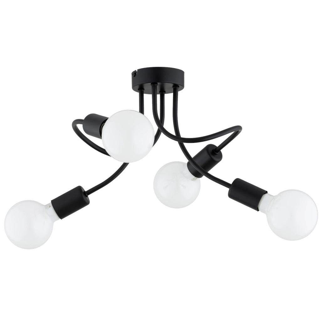 Plafoniera nera moderna bracci intrecciati 4xE27 HITO Alfa