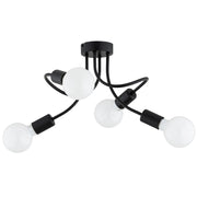Plafoniera nera moderna bracci intrecciati 4xE27 HITO Alfa