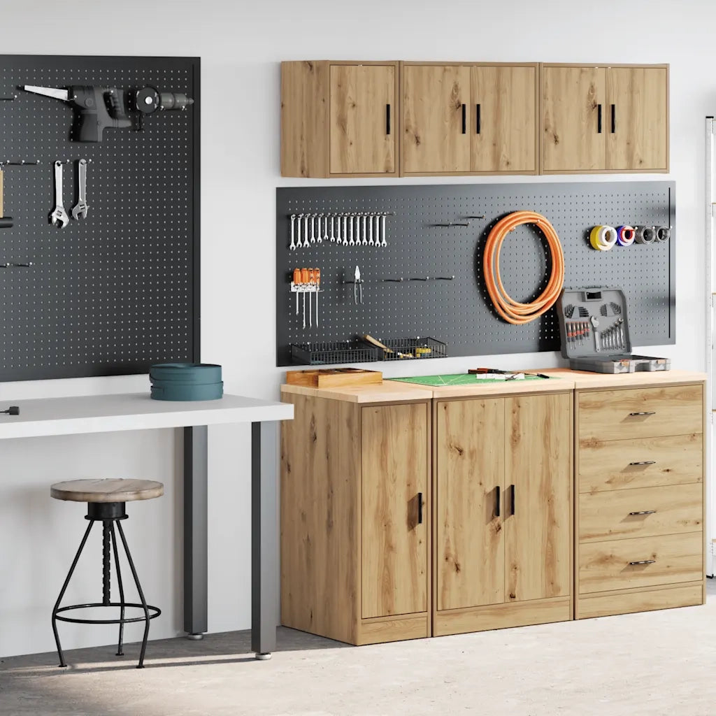 Armadi da Garage 2 pz Rovere Artigianale in Legno Multistrato 3328295