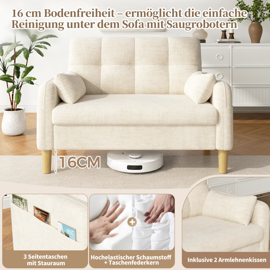 DIVANO 2 posti 119x78x85 cm in chenille beige