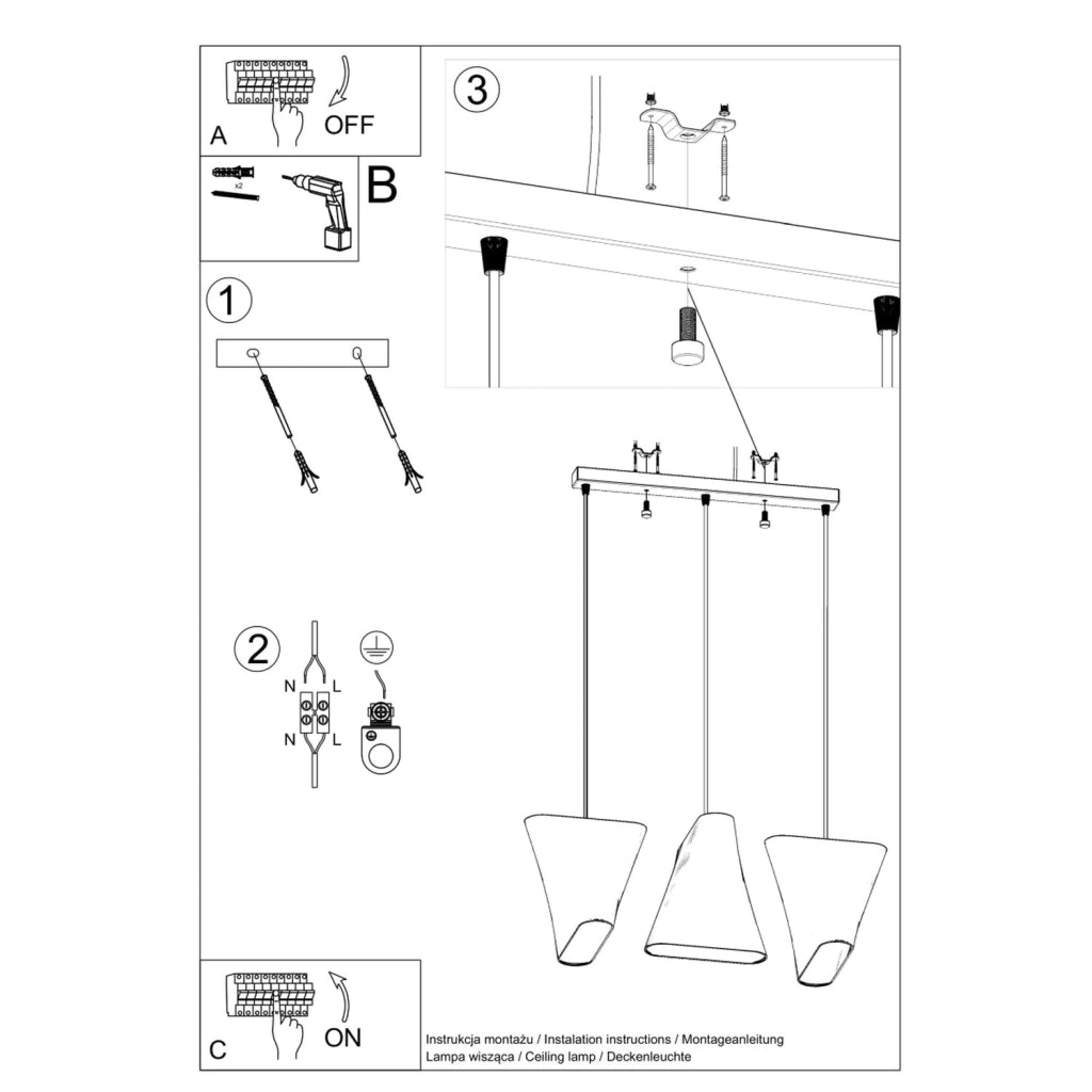 Lampadario BLUM 3 bianco