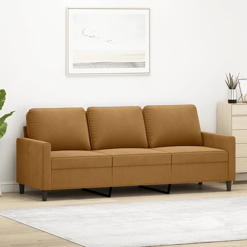 Divano a 3 Posti-Sofa 3 Posti Marrone 180 cm in Velluto 291014
