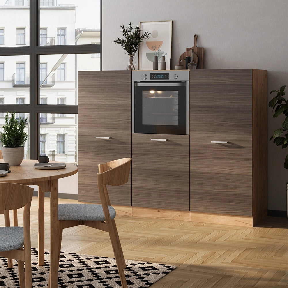 Cucine componibili piccole R-Line Grigio nobile/Rovere dorato 180 cm senza piano di lavoro Vicco