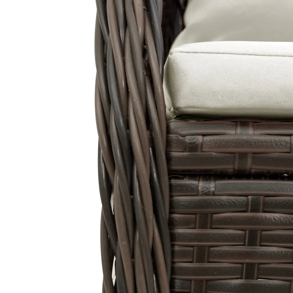 Set da Pranzo da Giardino 5pz con Cuscini in Polyrattan Marrone 3262972