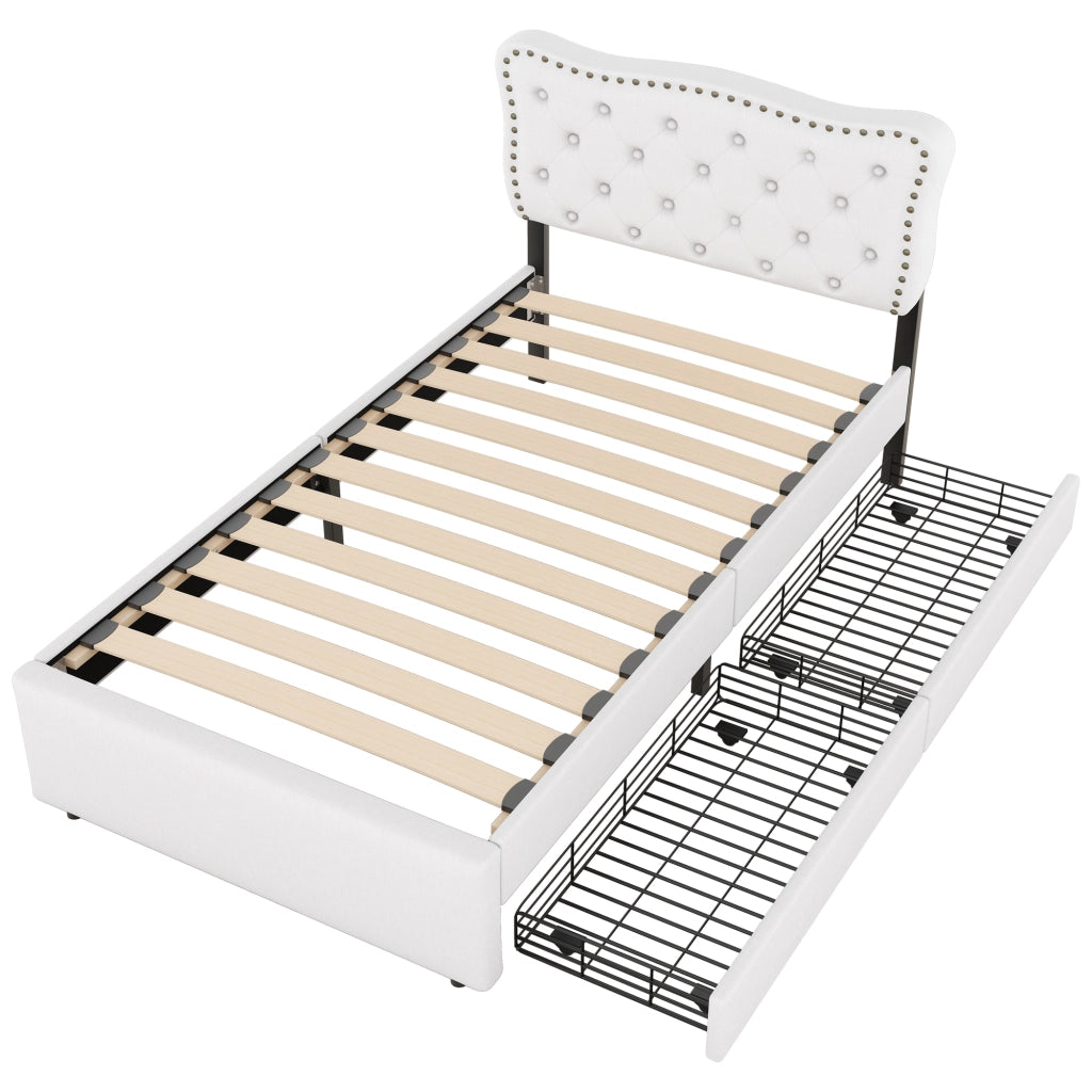 letto imbottito mdf beige 90 x 200 cm