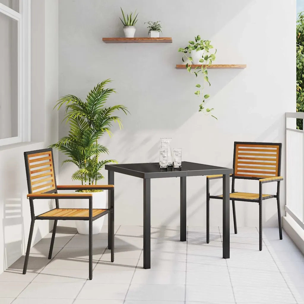 Sedie impilabili da giardino 2 pcs Marrone e Nero 42006822