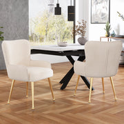 SEDIA Imbottita Set da 2 pezzi 69x58,5x56 cm Velluto Beige/Oro